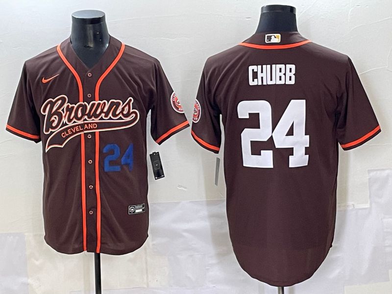 Men 2025 Cleveland Browns 24 Chubb Brown Joint Name Nike Limited NFL Jersey style 3